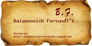 Balassovich Fortunát névjegykártya